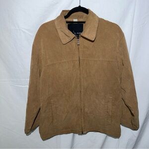 Vintage Bill Blass Men’s Suede Leather Jacket M Brown Full Zip Long Sleeve 90s